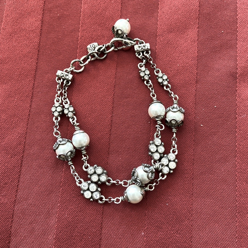 Brighton bracelet. Silver tone with pearl accents.